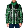 Aotearoa Ngati Maniapoto Padded Jacket Maori Tribal Green Paua Shell Pattern