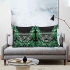 Aotearoa Ngati Maniapoto Pillow Cover Maori Tribal Green Paua Shell Pattern