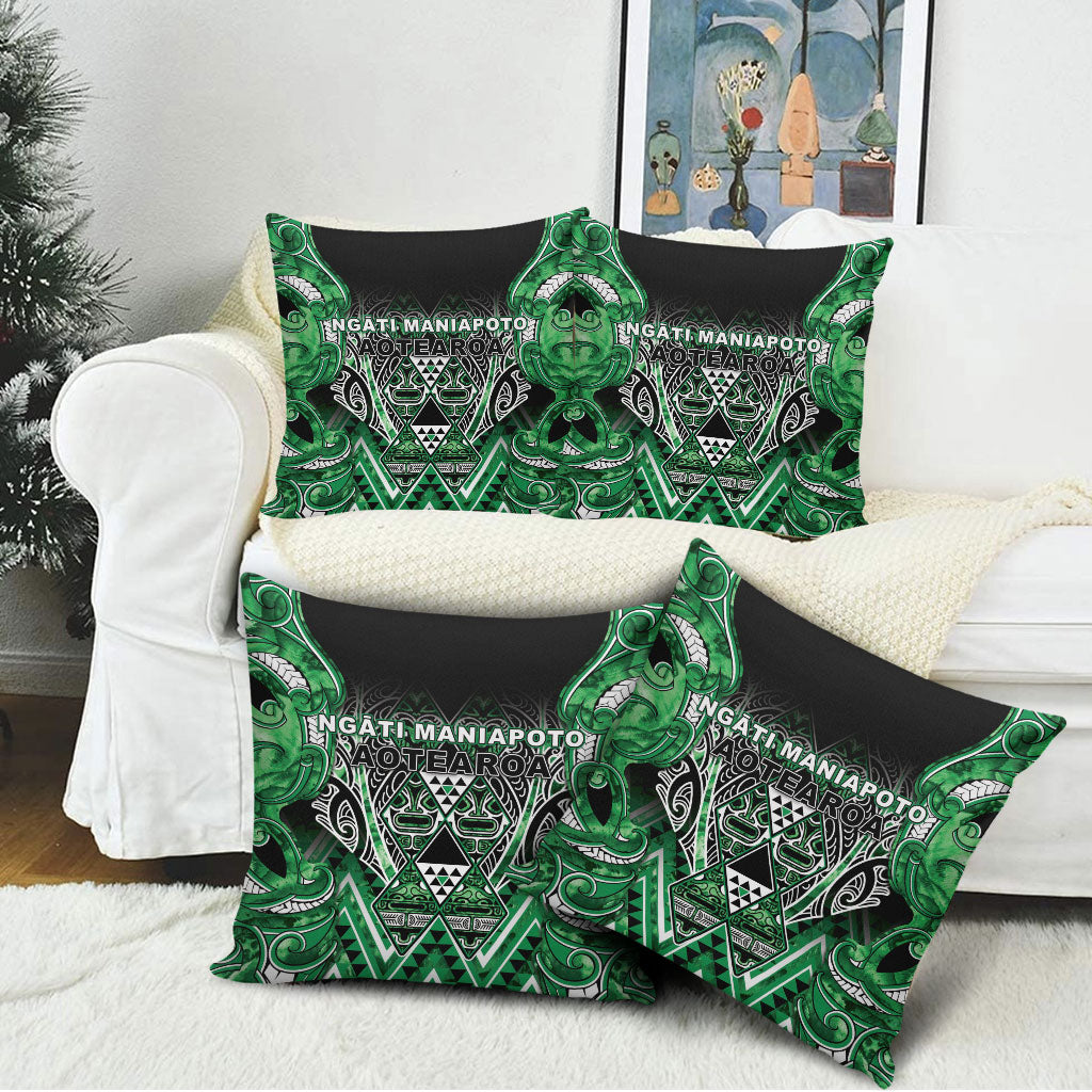 Aotearoa Ngati Maniapoto Pillow Cover Maori Tribal Green Paua Shell Pattern