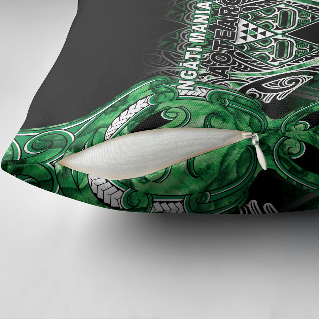 Aotearoa Ngati Maniapoto Pillow Cover Maori Tribal Green Paua Shell Pattern
