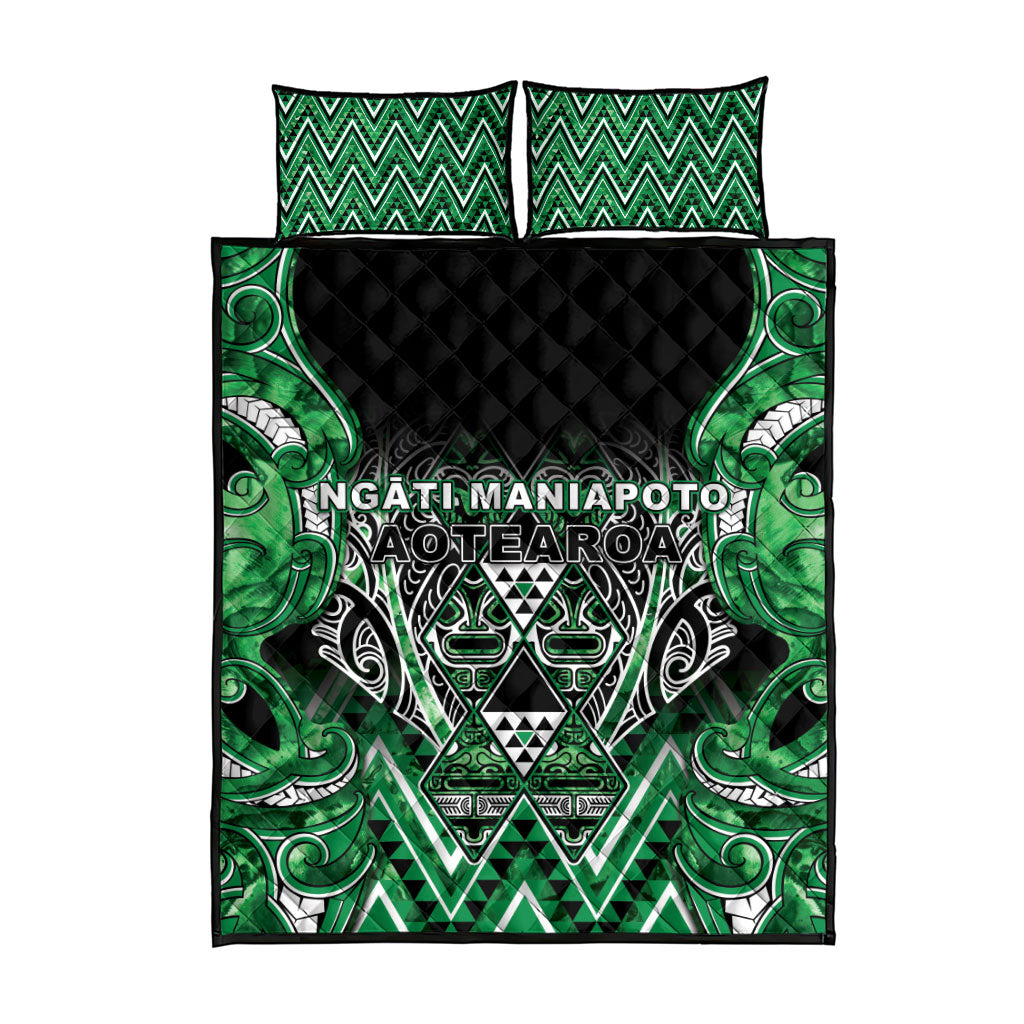 Aotearoa Ngati Maniapoto Quilt Bed Set Maori Tribal Green Paua Shell Pattern