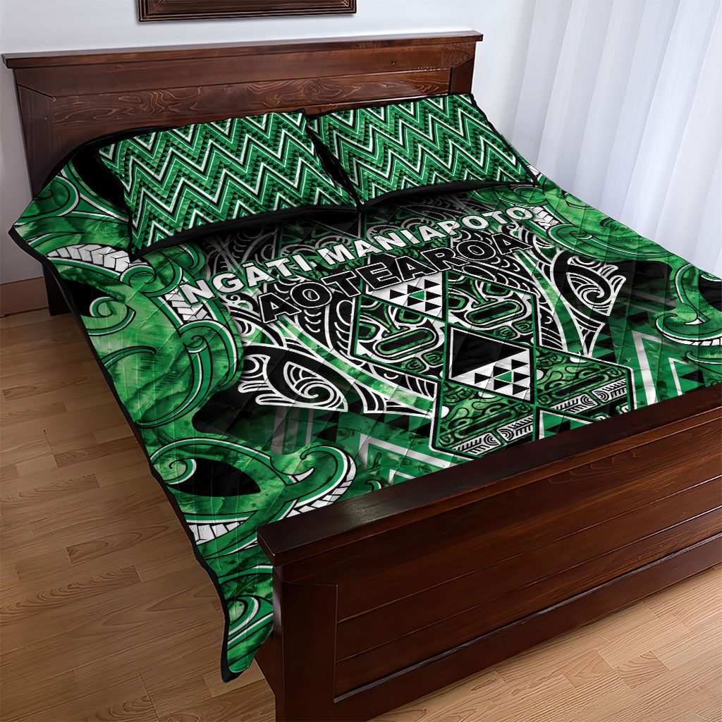 Aotearoa Ngati Maniapoto Quilt Bed Set Maori Tribal Green Paua Shell Pattern