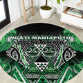 Aotearoa Ngati Maniapoto Round Carpet Maori Tribal Green Paua Shell Pattern