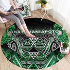 Aotearoa Ngati Maniapoto Round Carpet Maori Tribal Green Paua Shell Pattern