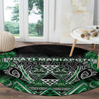 Aotearoa Ngati Maniapoto Round Carpet Maori Tribal Green Paua Shell Pattern
