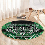 Aotearoa Ngati Maniapoto Round Carpet Maori Tribal Green Paua Shell Pattern