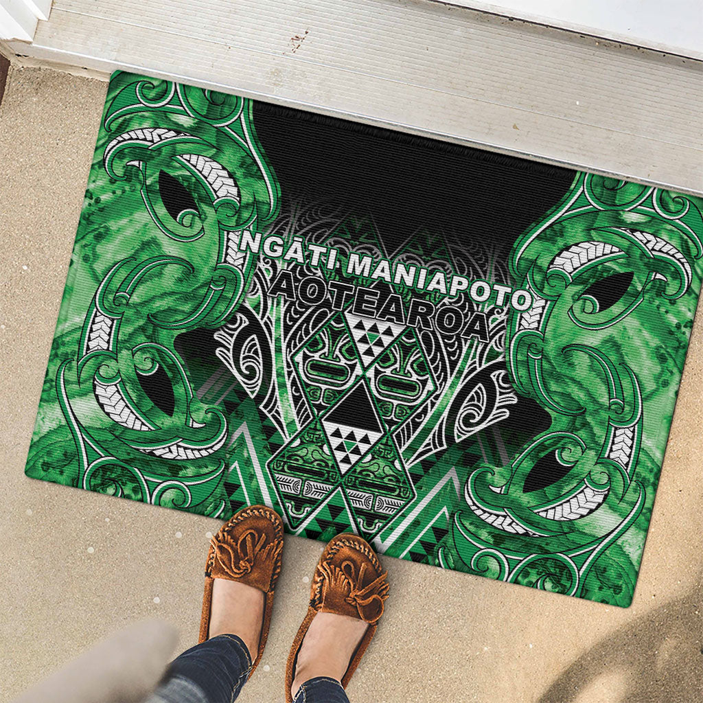 Aotearoa Ngati Maniapoto Rubber Doormat Maori Tribal Green Paua Shell Pattern