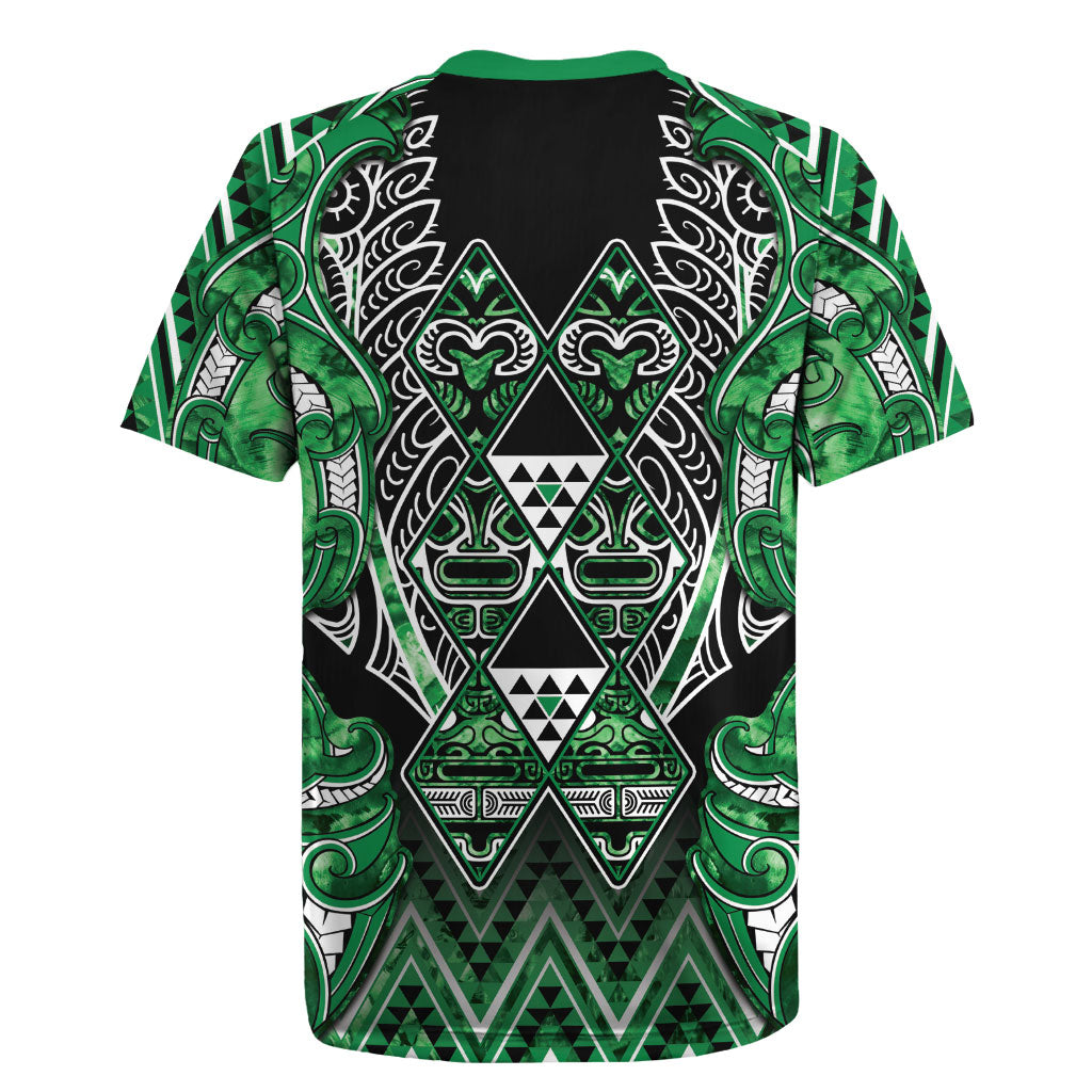 Aotearoa Ngati Maniapoto Rugby Jersey Maori Tribal Green Paua Shell Pattern
