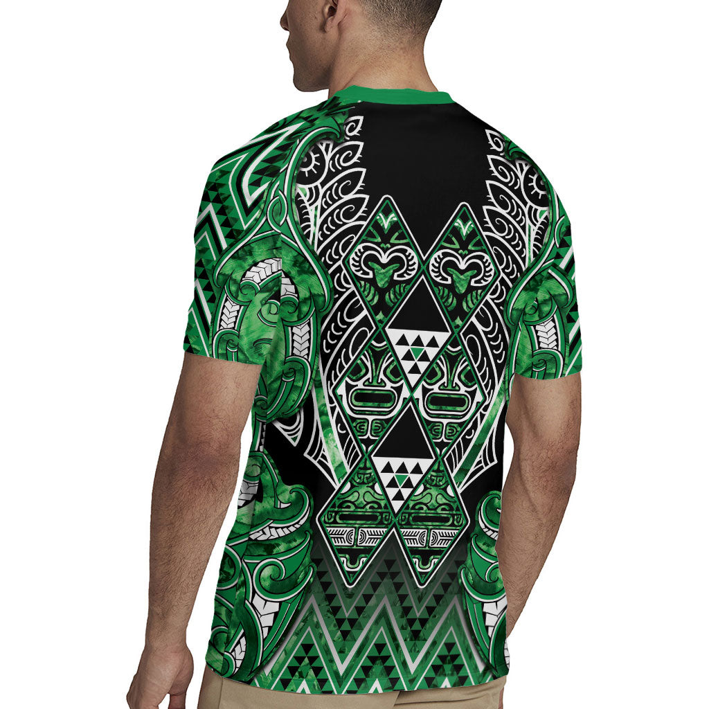 Aotearoa Ngati Maniapoto Rugby Jersey Maori Tribal Green Paua Shell Pattern