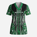 Aotearoa Ngati Maniapoto Scrub Top Maori Tribal Green Paua Shell Pattern