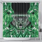 Aotearoa Ngati Maniapoto Shower Curtain Maori Tribal Green Paua Shell Pattern