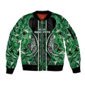 Aotearoa Ngati Maniapoto Sleeve Zip Bomber Jacket Maori Tribal Green Paua Shell Pattern