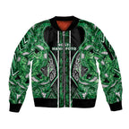 Aotearoa Ngati Maniapoto Sleeve Zip Bomber Jacket Maori Tribal Green Paua Shell Pattern