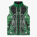 Aotearoa Ngati Maniapoto Sleeveless Puffer Jacket Maori Tribal Green Paua Shell Pattern