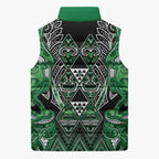 Aotearoa Ngati Maniapoto Sleeveless Puffer Jacket Maori Tribal Green Paua Shell Pattern