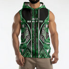 Aotearoa Ngati Maniapoto Sleeveless Zip Hoodie Maori Tribal Green Paua Shell Pattern
