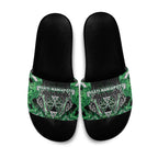 Aotearoa Ngati Maniapoto Slide Sandals Maori Tribal Green Paua Shell Pattern