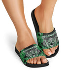 Aotearoa Ngati Maniapoto Slide Sandals Maori Tribal Green Paua Shell Pattern