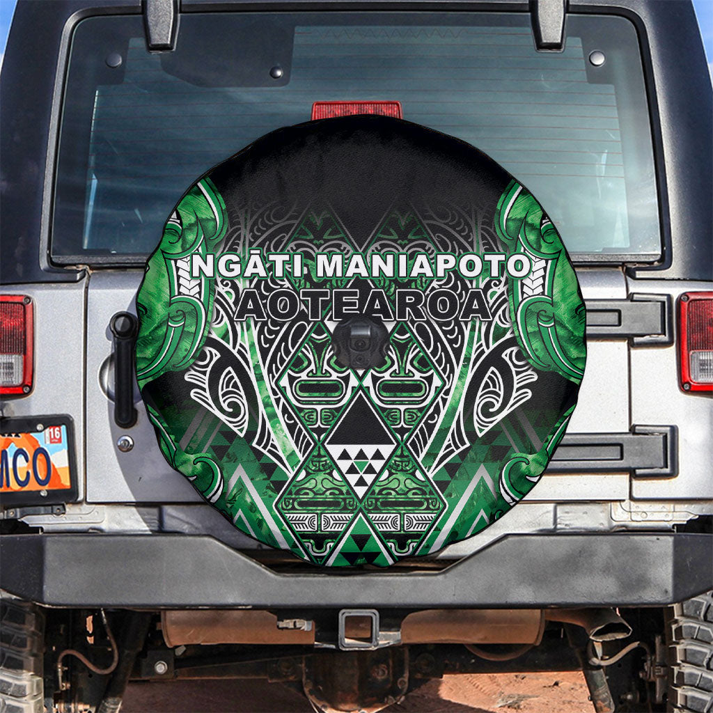 Aotearoa Ngati Maniapoto Spare Tire Cover Maori Tribal Green Paua Shell Pattern