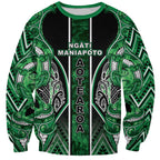 Aotearoa Ngati Maniapoto Sweatshirt Maori Tribal Green Paua Shell Pattern