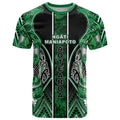 Aotearoa Ngati Maniapoto T Shirt Maori Tribal Green Paua Shell Pattern