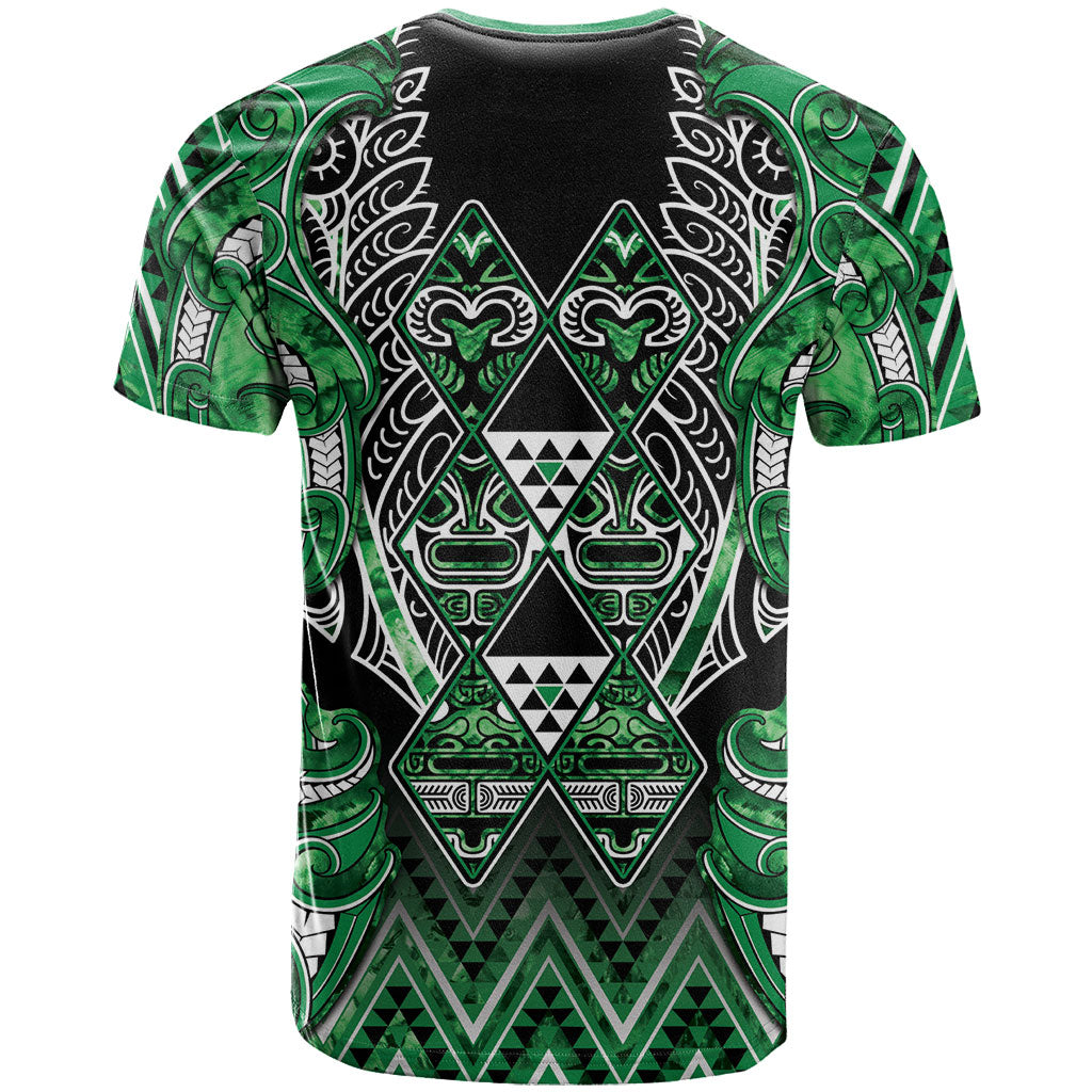 Aotearoa Ngati Maniapoto T Shirt Maori Tribal Green Paua Shell Pattern