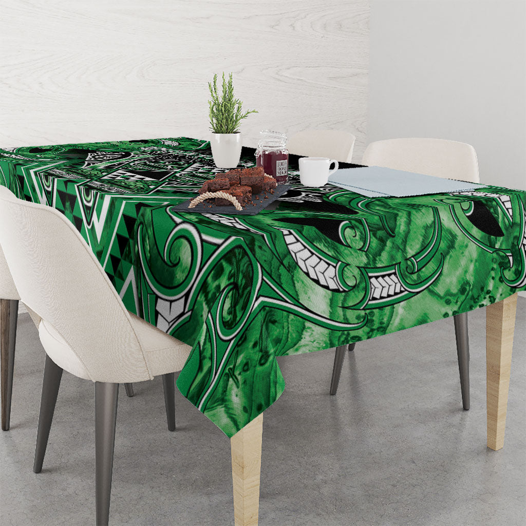 Aotearoa Ngati Maniapoto Tablecloth Maori Tribal Green Paua Shell Pattern