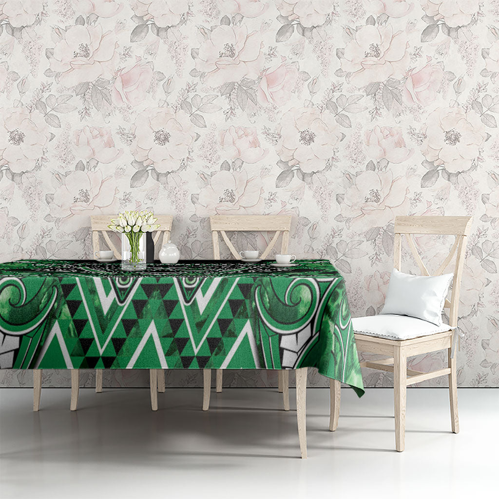 Aotearoa Ngati Maniapoto Tablecloth Maori Tribal Green Paua Shell Pattern