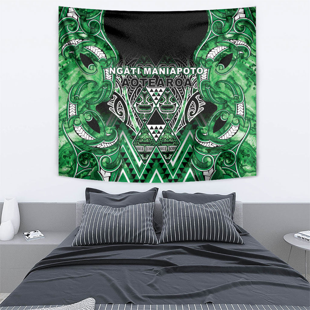 Aotearoa Ngati Maniapoto Tapestry Maori Tribal Green Paua Shell Pattern