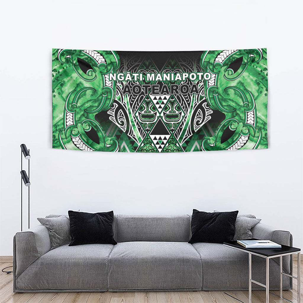 Aotearoa Ngati Maniapoto Tapestry Maori Tribal Green Paua Shell Pattern