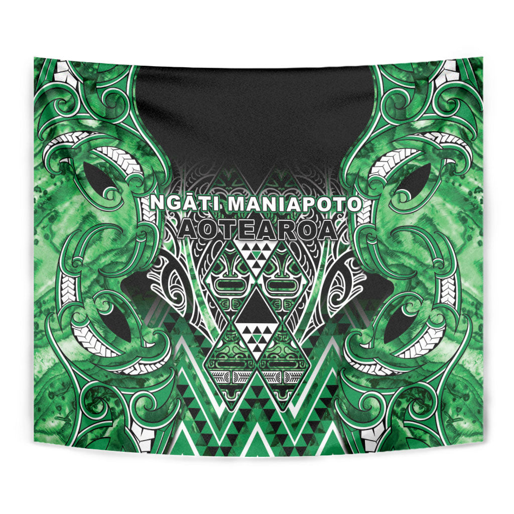 Aotearoa Ngati Maniapoto Tapestry Maori Tribal Green Paua Shell Pattern