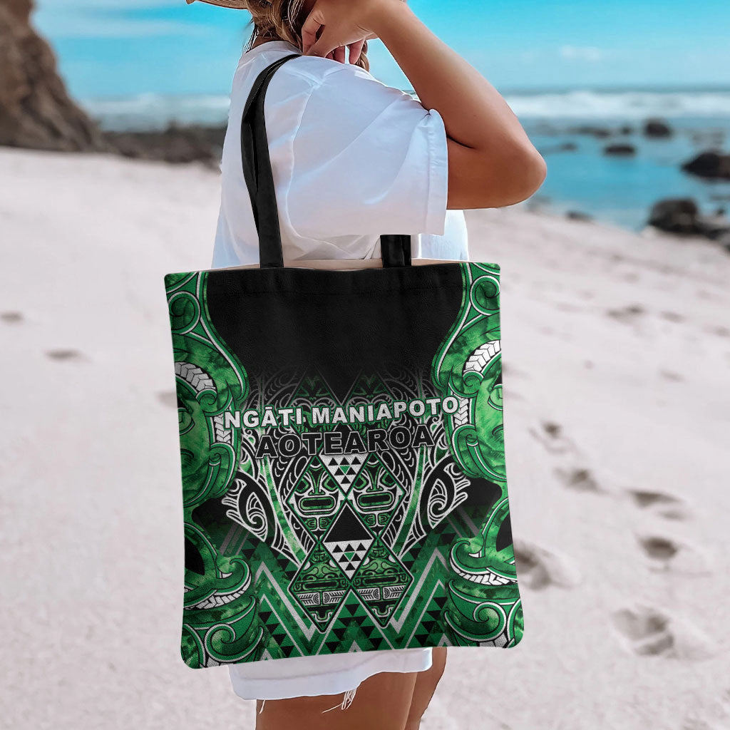 Aotearoa Ngati Maniapoto Tote Bag Maori Tribal Green Paua Shell Pattern