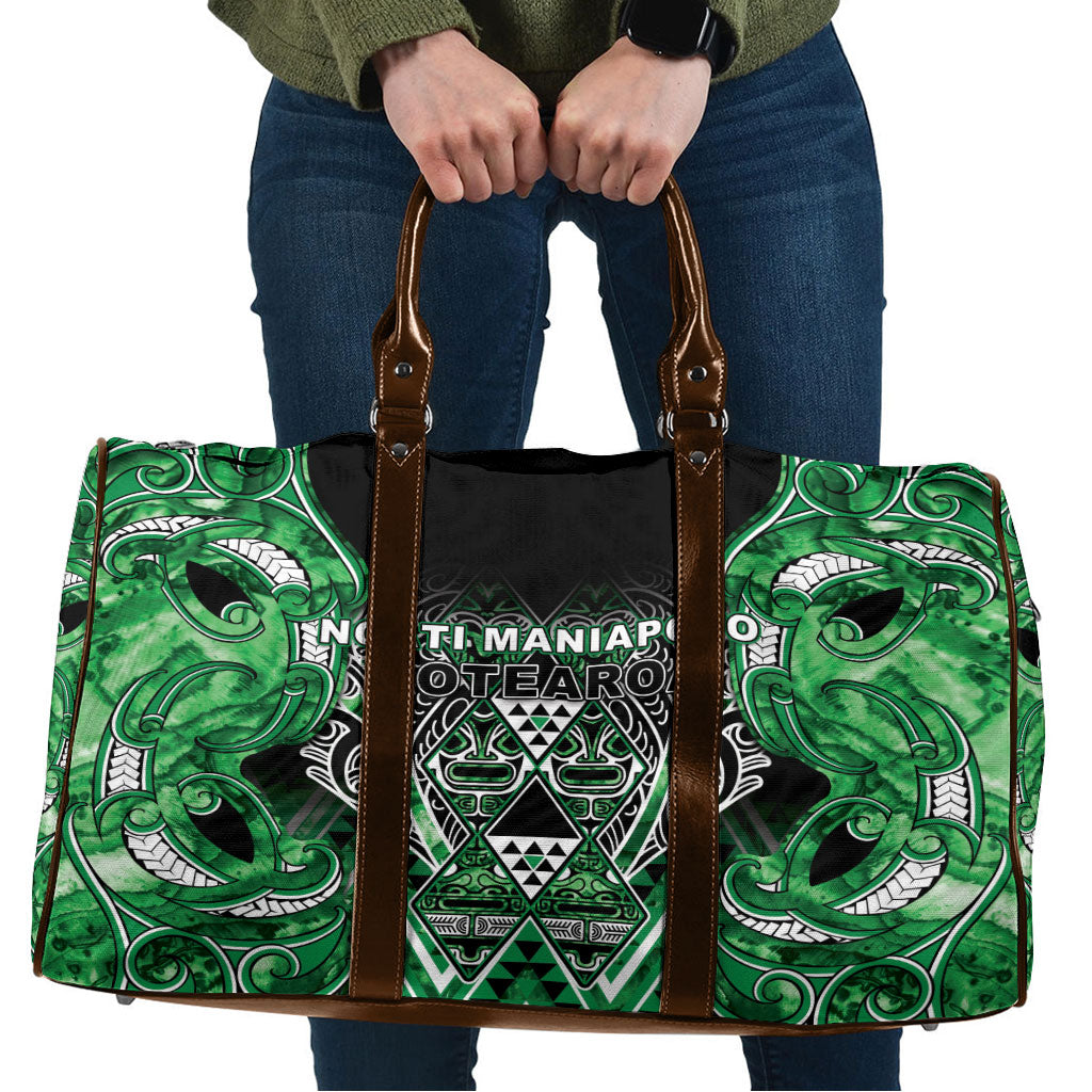Aotearoa Ngati Maniapoto Travel Bag Maori Tribal Green Paua Shell Pattern