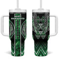 Aotearoa Ngati Maniapoto Tumbler With Handle Maori Tribal Green Paua Shell Pattern