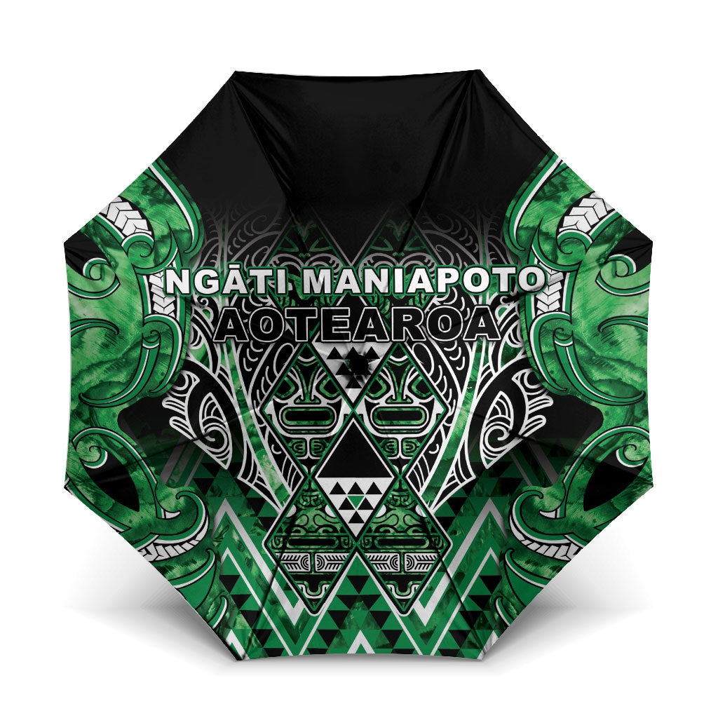 Aotearoa Ngati Maniapoto Umbrella Maori Tribal Green Paua Shell Pattern