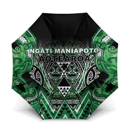 Aotearoa Ngati Maniapoto Umbrella Maori Tribal Green Paua Shell Pattern
