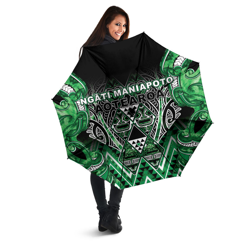 Aotearoa Ngati Maniapoto Umbrella Maori Tribal Green Paua Shell Pattern