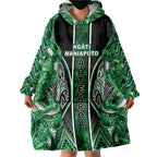 Aotearoa Ngati Maniapoto Wearable Blanket Hoodie Maori Tribal Green Paua Shell Pattern