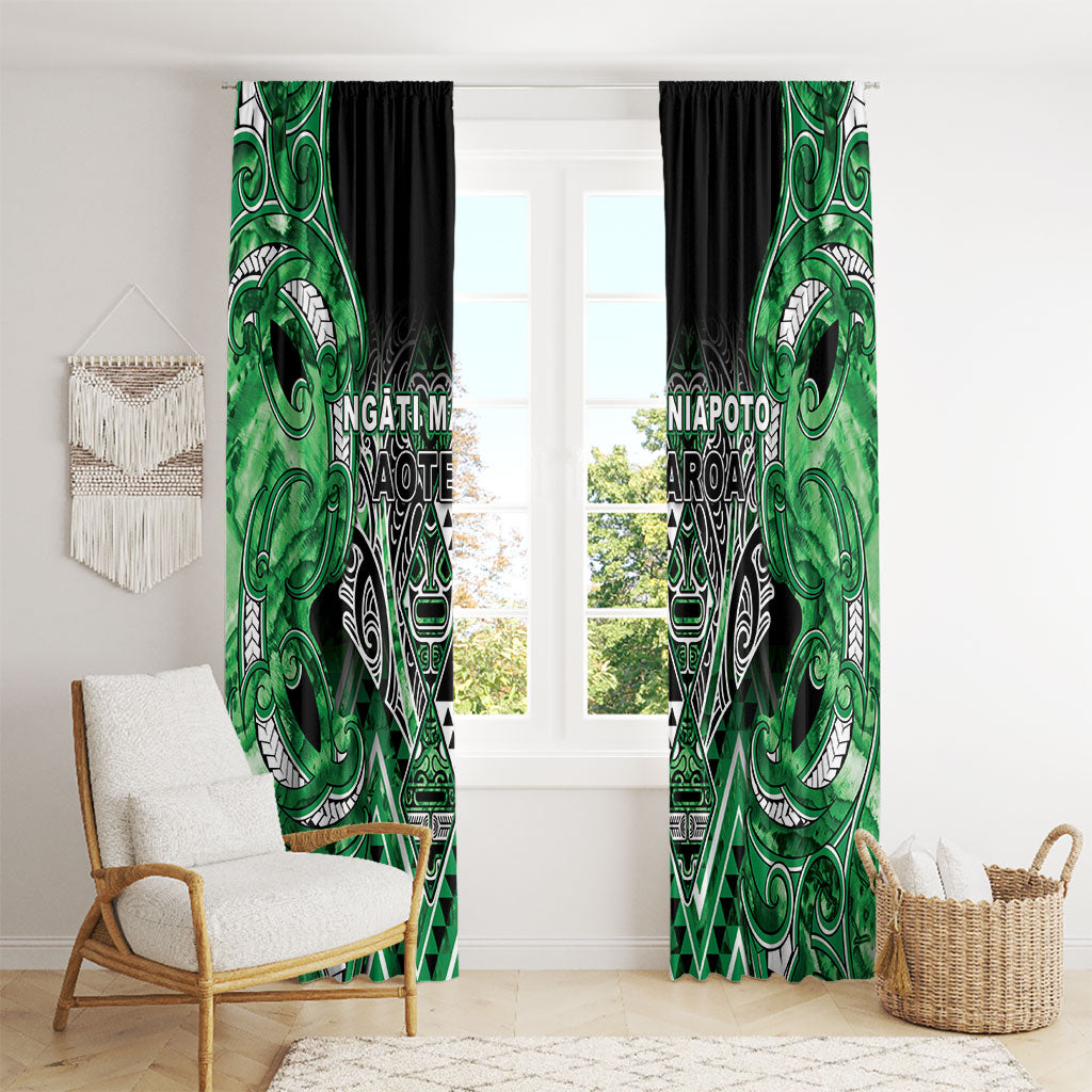 Aotearoa Ngati Maniapoto Window Curtain Maori Tribal Green Paua Shell Pattern