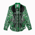 Aotearoa Ngati Maniapoto Women Casual Shirt Maori Tribal Green Paua Shell Pattern