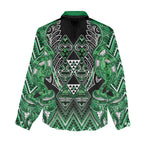 Aotearoa Ngati Maniapoto Women Casual Shirt Maori Tribal Green Paua Shell Pattern