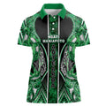 Aotearoa Ngati Maniapoto Women Polo Shirt Maori Tribal Green Paua Shell Pattern