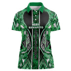 Aotearoa Ngati Maniapoto Women Polo Shirt Maori Tribal Green Paua Shell Pattern