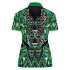 Aotearoa Ngati Maniapoto Women Polo Shirt Maori Tribal Green Paua Shell Pattern