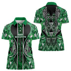 Aotearoa Ngati Maniapoto Women Polo Shirt Maori Tribal Green Paua Shell Pattern