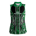 Aotearoa Ngati Maniapoto Women Sleeveless Polo Shirt Maori Tribal Green Paua Shell Pattern
