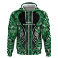 Aotearoa Ngati Maniapoto Zip Hoodie Maori Tribal Green Paua Shell Pattern