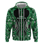 Aotearoa Ngati Maniapoto Zip Hoodie Maori Tribal Green Paua Shell Pattern