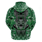 Aotearoa Ngati Maniapoto Zip Hoodie Maori Tribal Green Paua Shell Pattern