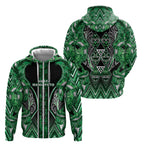 Aotearoa Ngati Maniapoto Zip Hoodie Maori Tribal Green Paua Shell Pattern